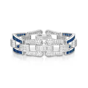 11.00 Carat Estate Art Deco Sapphire and Diamond Bracelet
