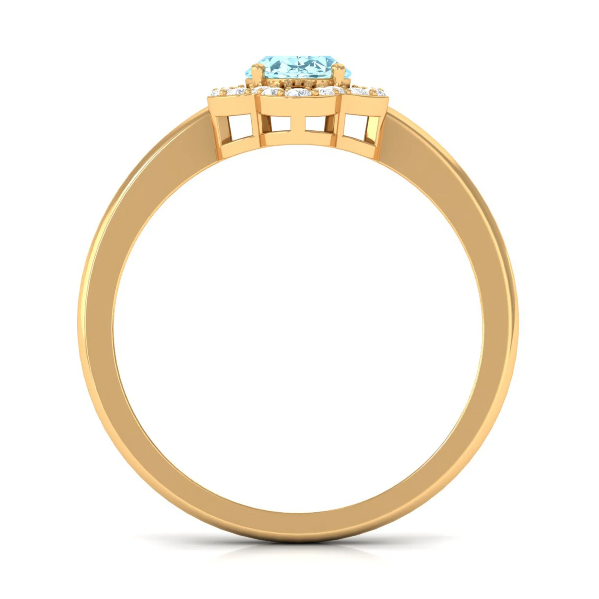 1.25 CT Oval Aquamarine Cocktail Engagement Ring with Diamond Floral Halo