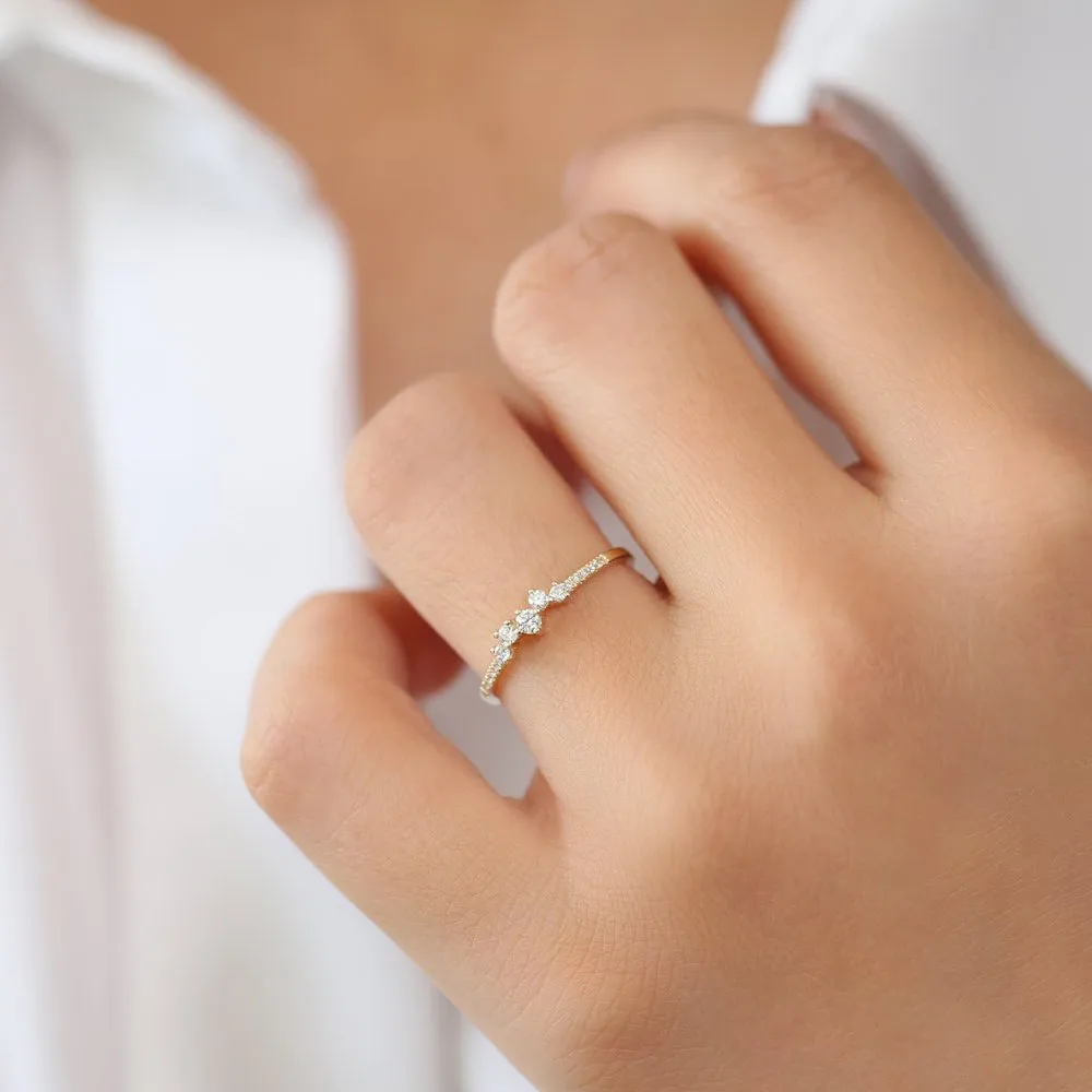 14k Bridal Diamond Cluster Ring