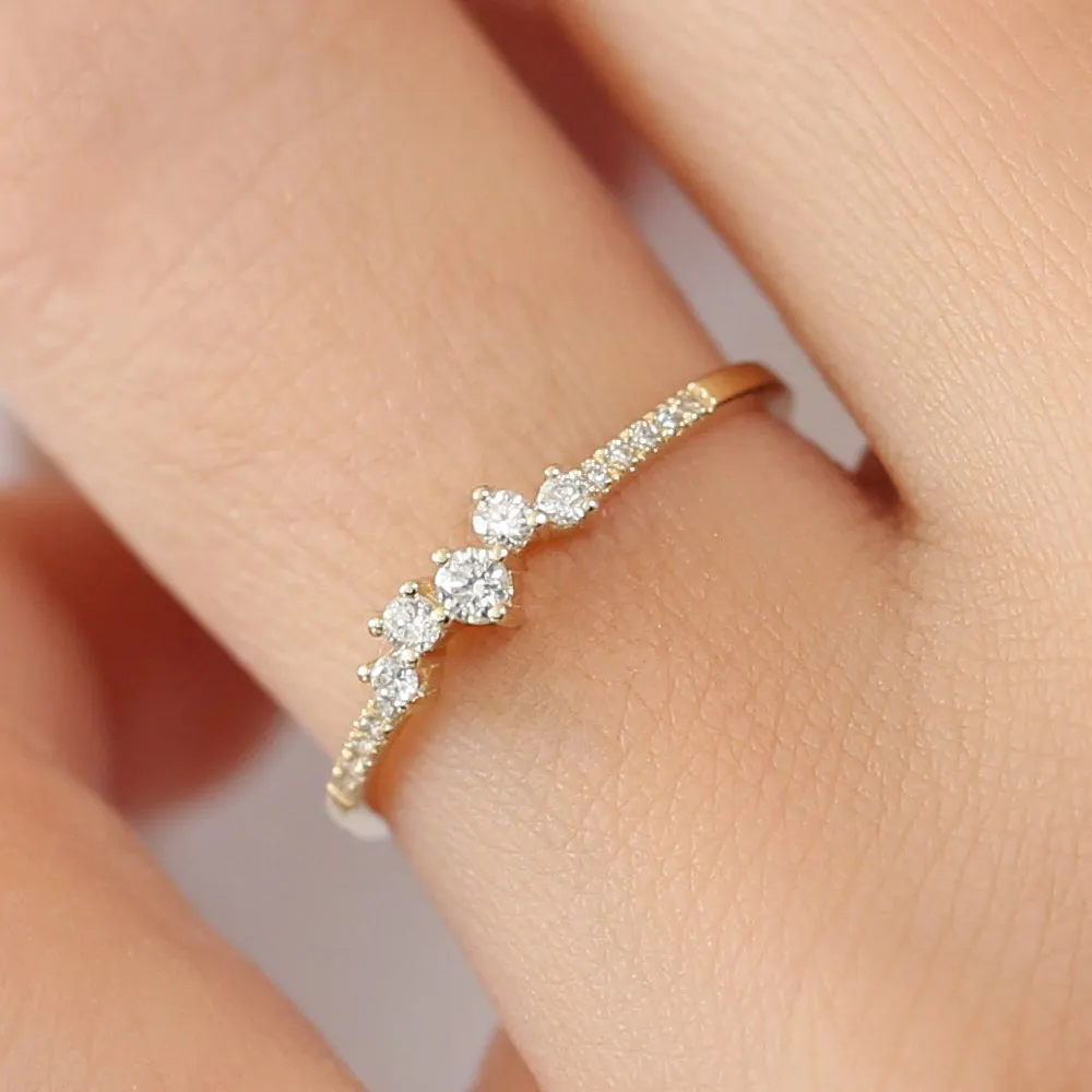 14k Bridal Diamond Cluster Ring