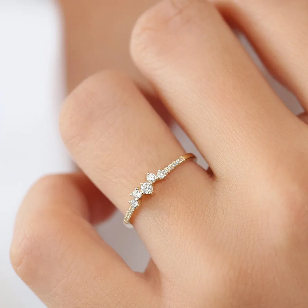 14k Bridal Diamond Cluster Ring