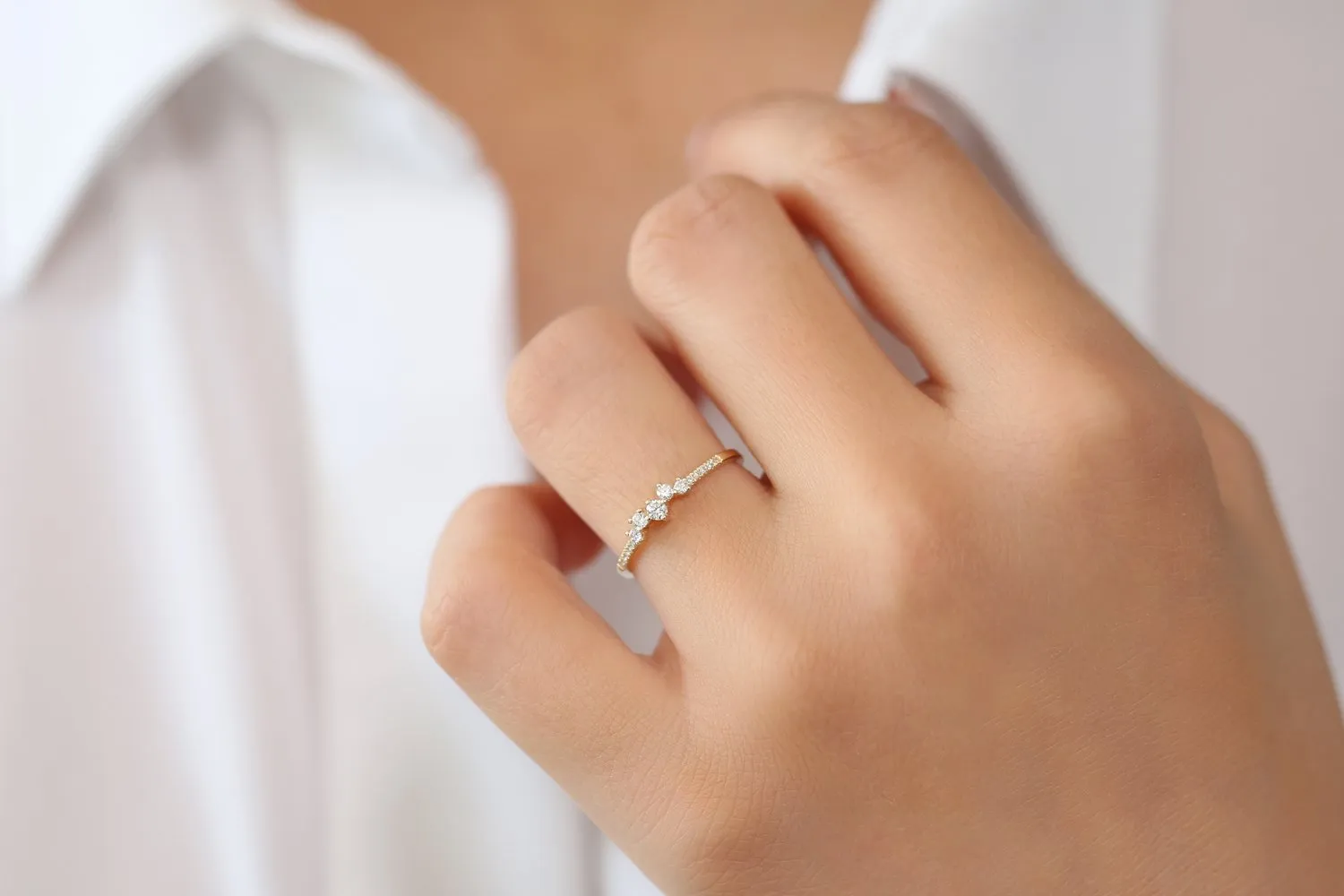14k Bridal Diamond Cluster Ring