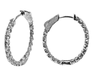 14K White Gold 2ctw Diamond Inside Out Hoops