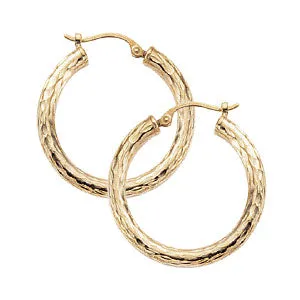 14K Yellow Tube Hoop Earrings