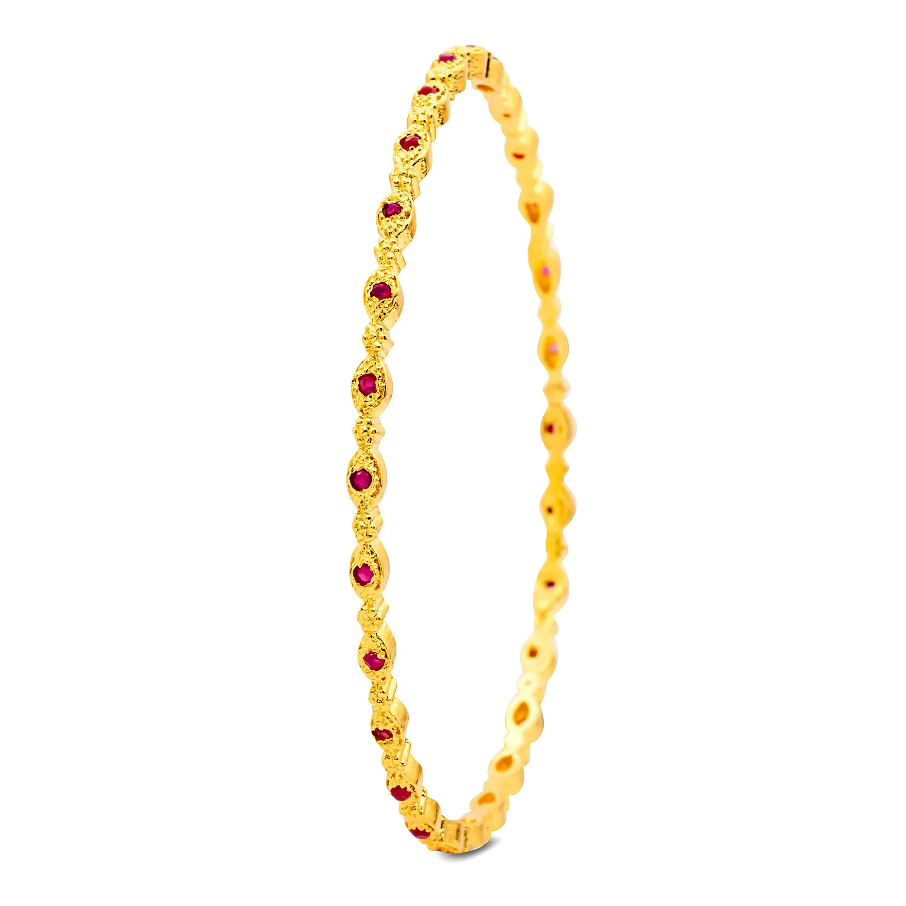 24ct Heavy Gold Plated Stone Bangle PSB14R-081