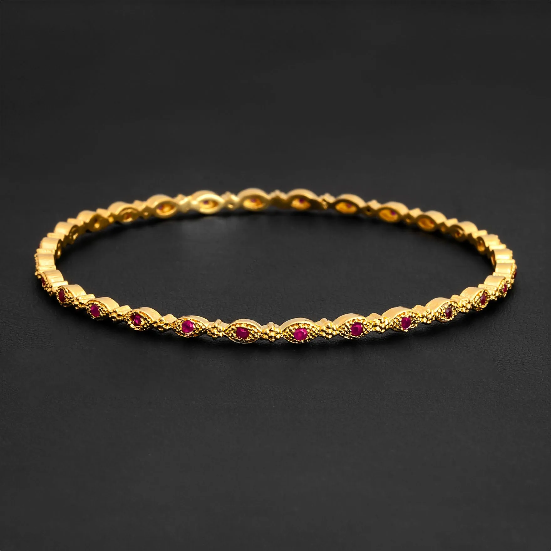 24ct Heavy Gold Plated Stone Bangle PSB14R-081