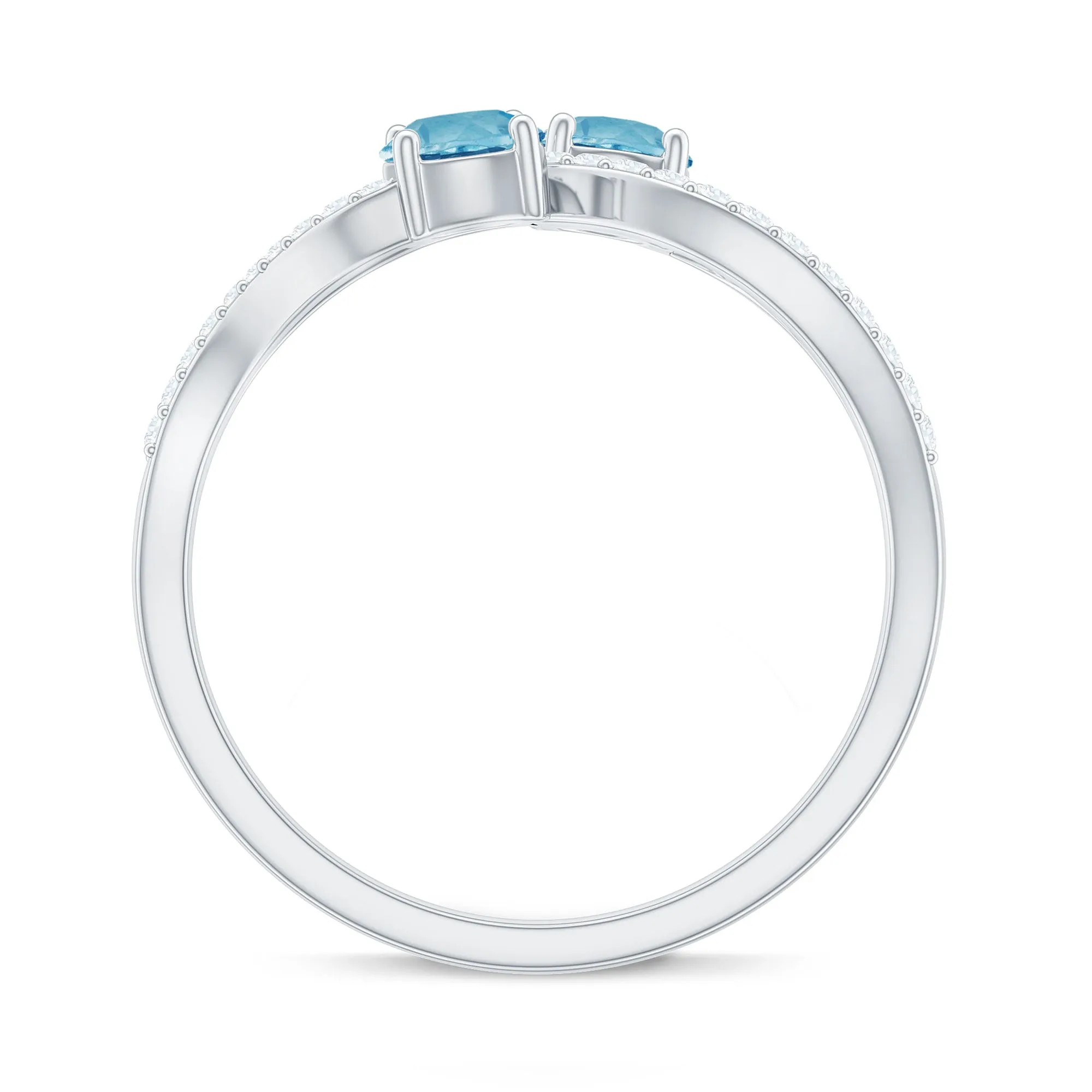 3/4 CT Minimal Swiss Blue Topaz and Diamond Engagement Ring