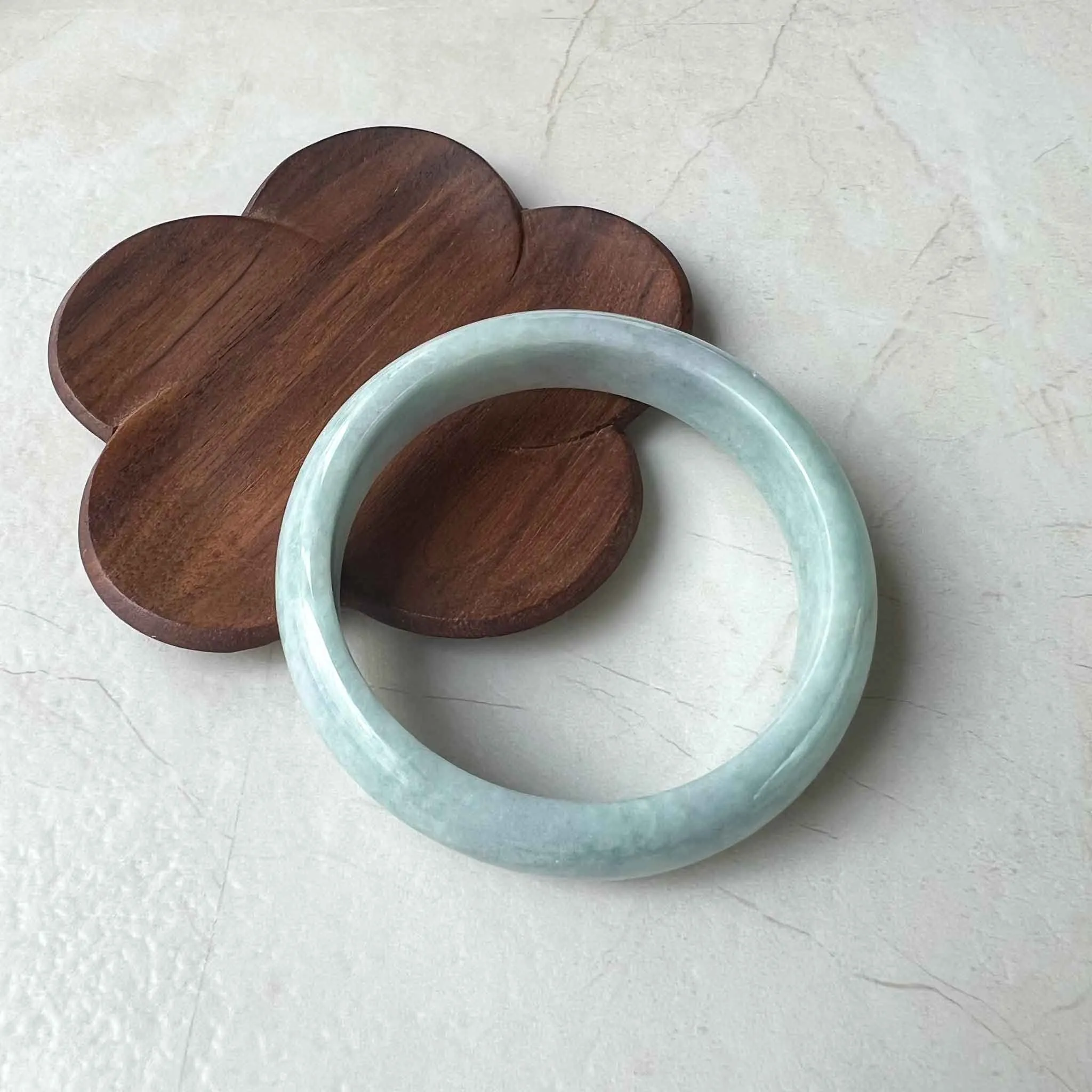 56.5 mm Light Green White Jadeite Jade Bangle, Burmese Grade A Jadeite Jade, MDPK-1222-1684020023