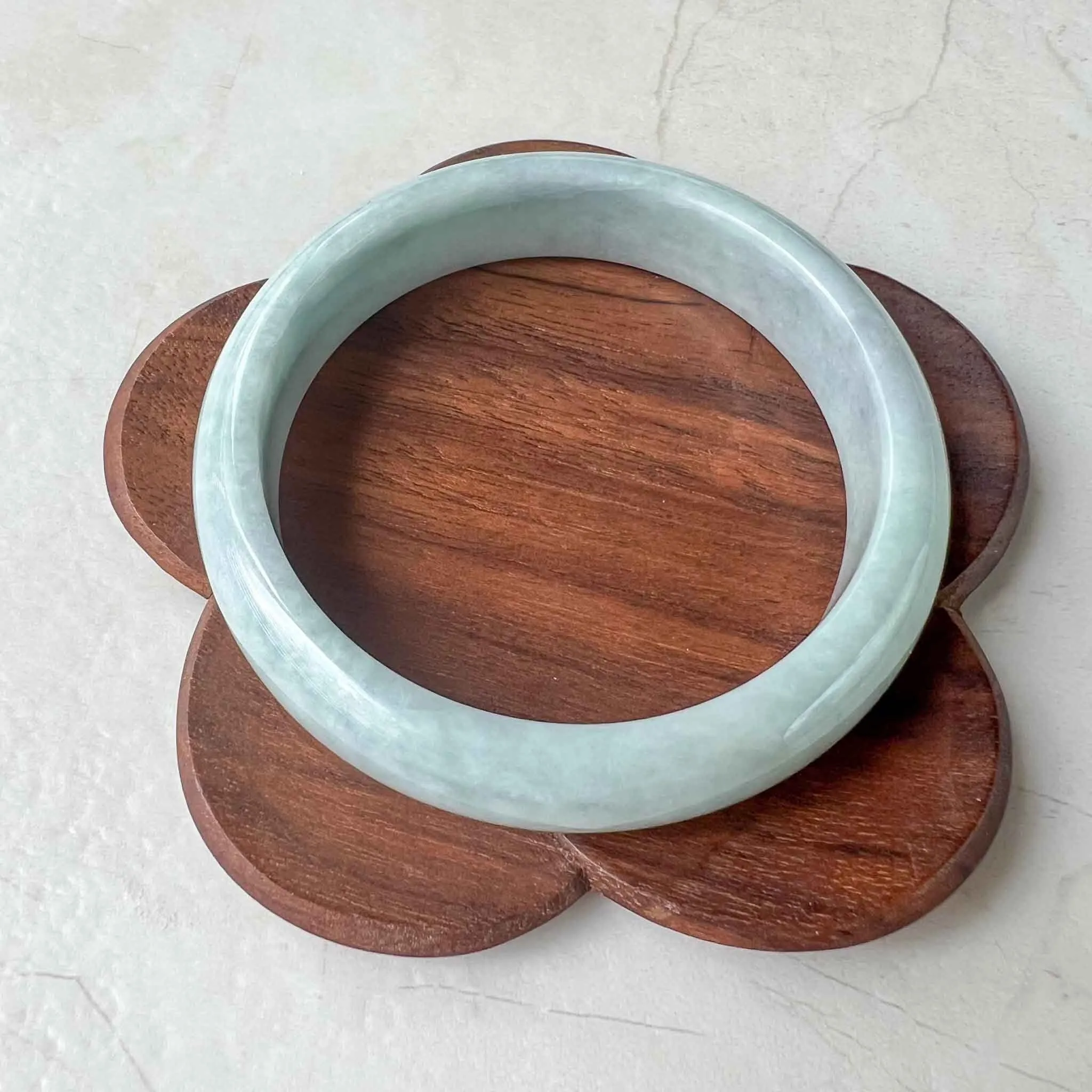 56.5 mm Light Green White Jadeite Jade Bangle, Burmese Grade A Jadeite Jade, MDPK-1222-1684020023