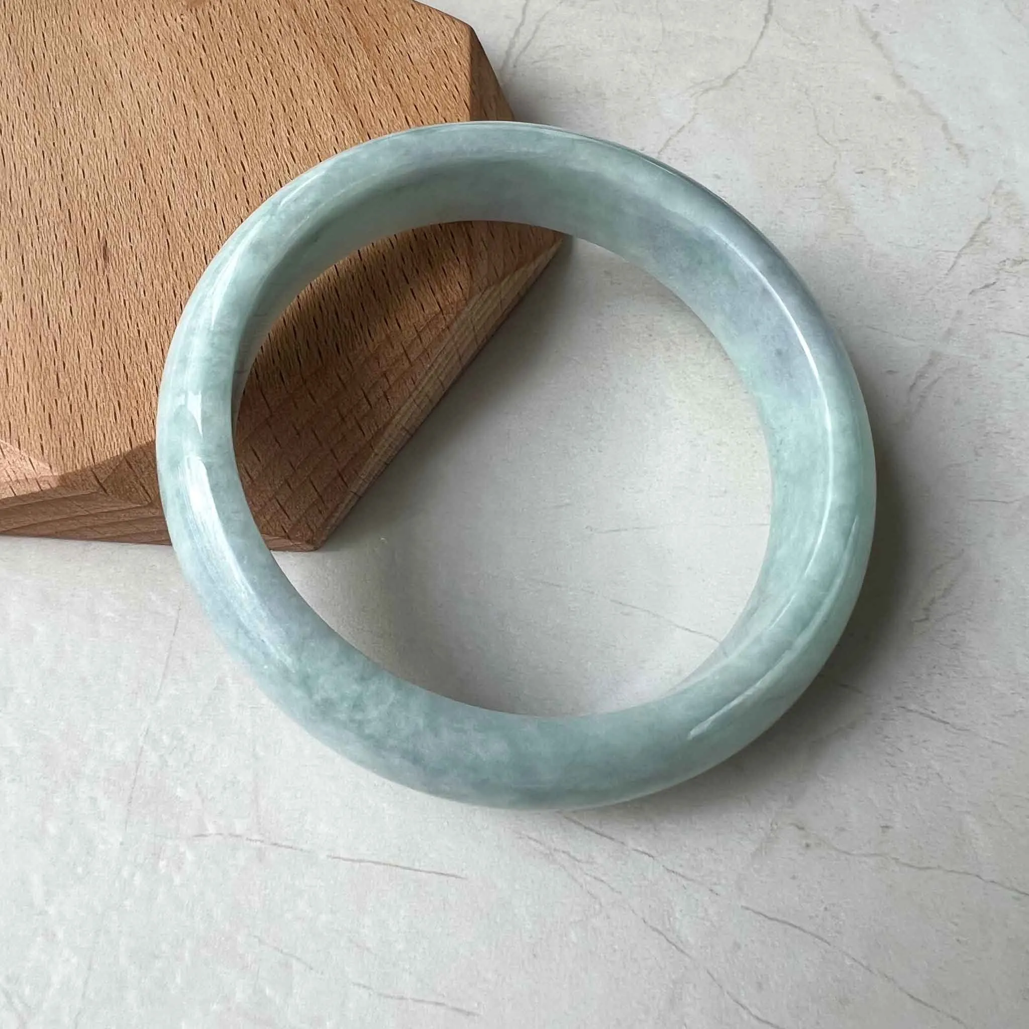56.5 mm Light Green White Jadeite Jade Bangle, Burmese Grade A Jadeite Jade, MDPK-1222-1684020023
