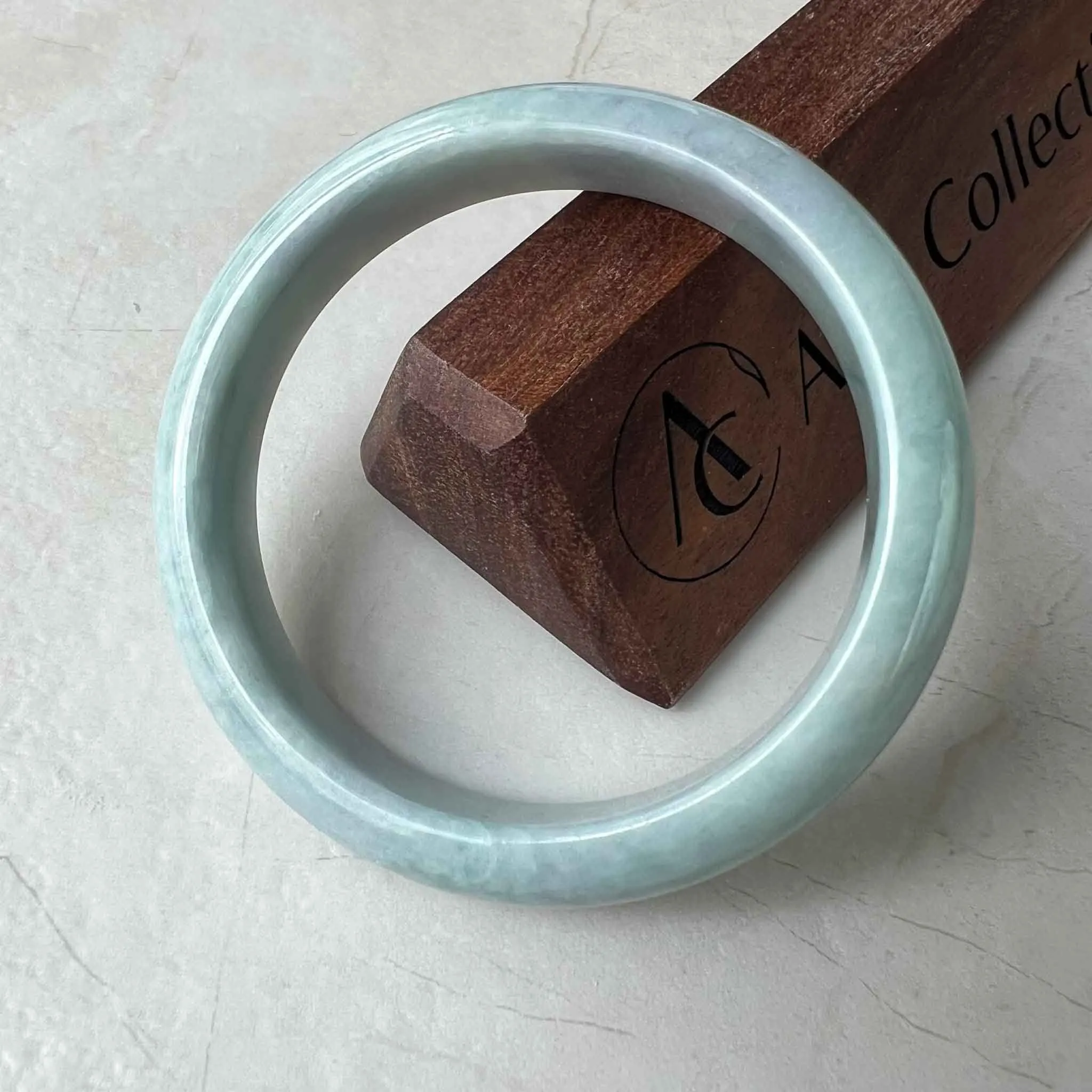56.5 mm Light Green White Jadeite Jade Bangle, Burmese Grade A Jadeite Jade, MDPK-1222-1684020023