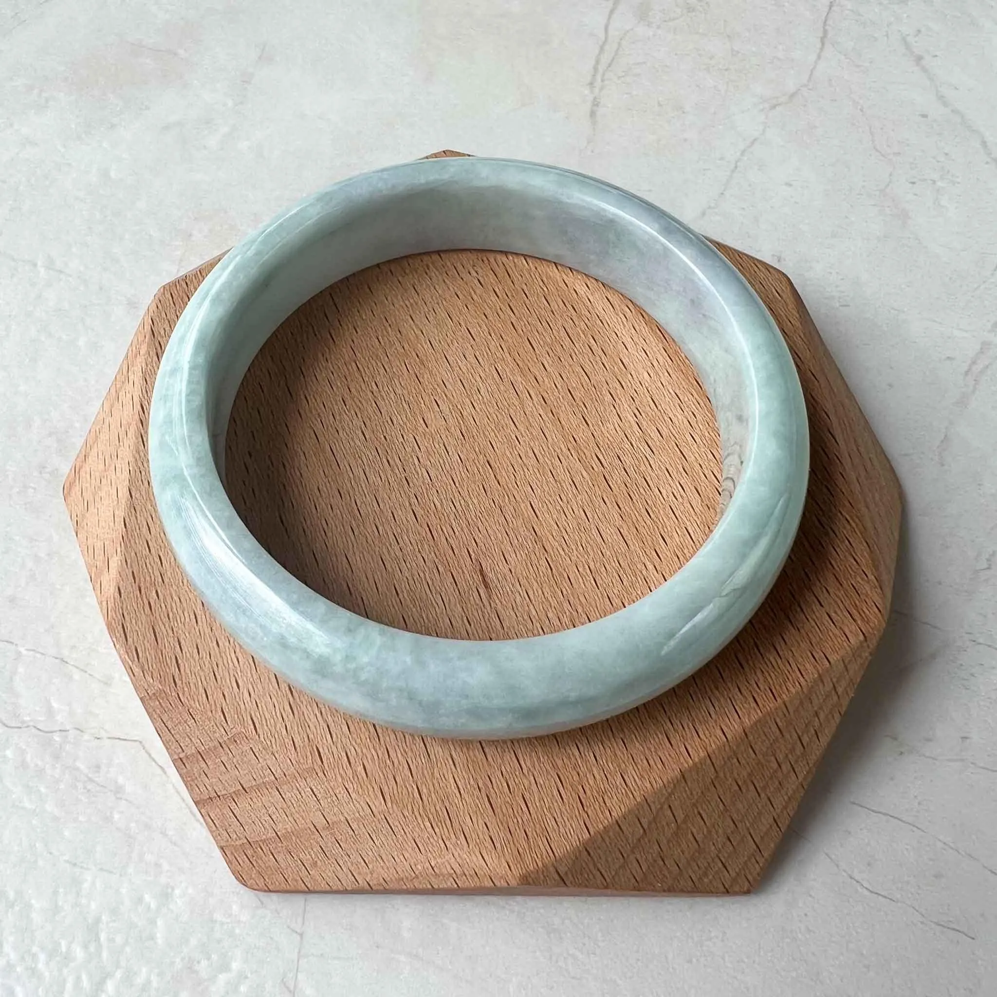 56.5 mm Light Green White Jadeite Jade Bangle, Burmese Grade A Jadeite Jade, MDPK-1222-1684020023
