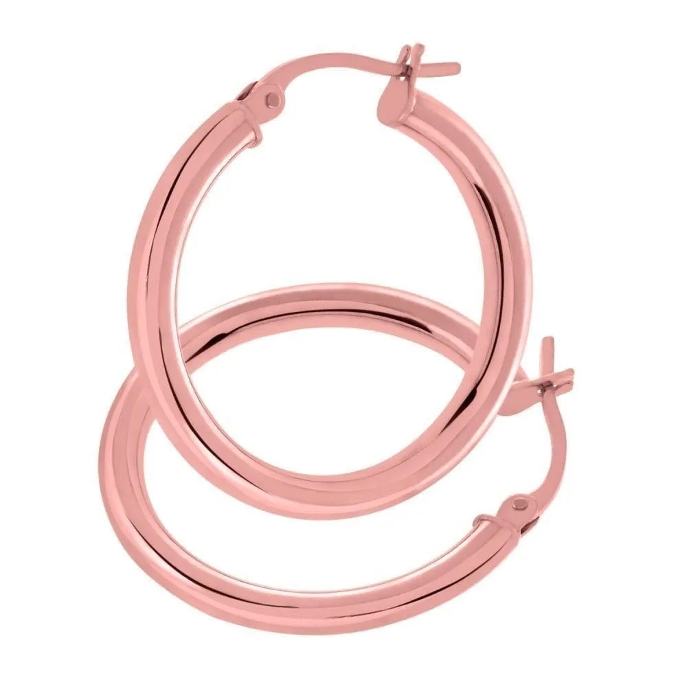 9ct Rose Gold Hoop Tube Earrings