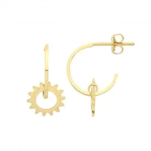 9CT Yellow Gold Sun Half Hoop Earrings ER1164