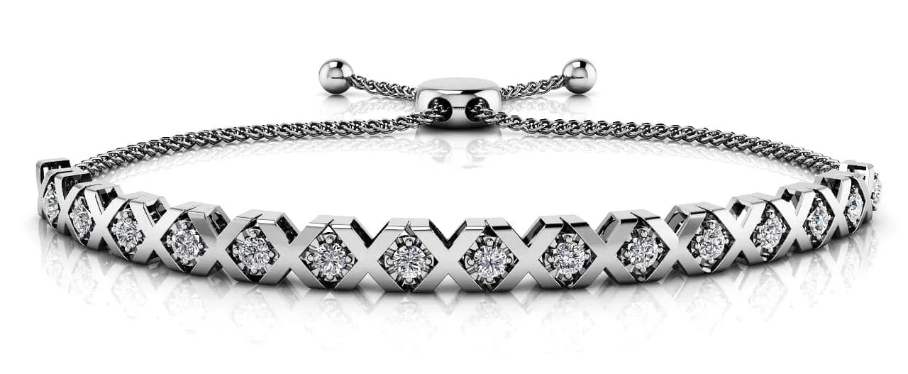 Adjustable Xoxo Lab-Grown Diamond Bracelet with 0.39 ct.(finished) 2mm