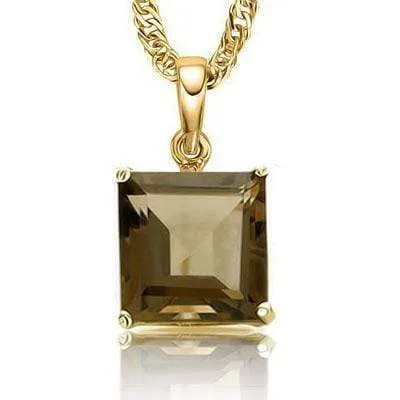 ALLURING 0.5 CARAT TW (1 PCS) SMOKEY TOPAZ 10K SOLID YELLOW GOLD PENDANT