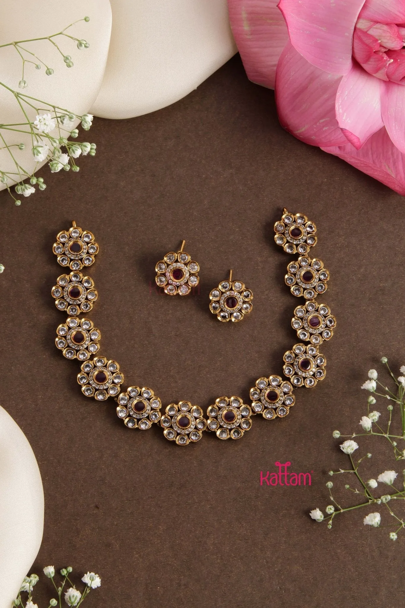 American Diamond Ruby Choker