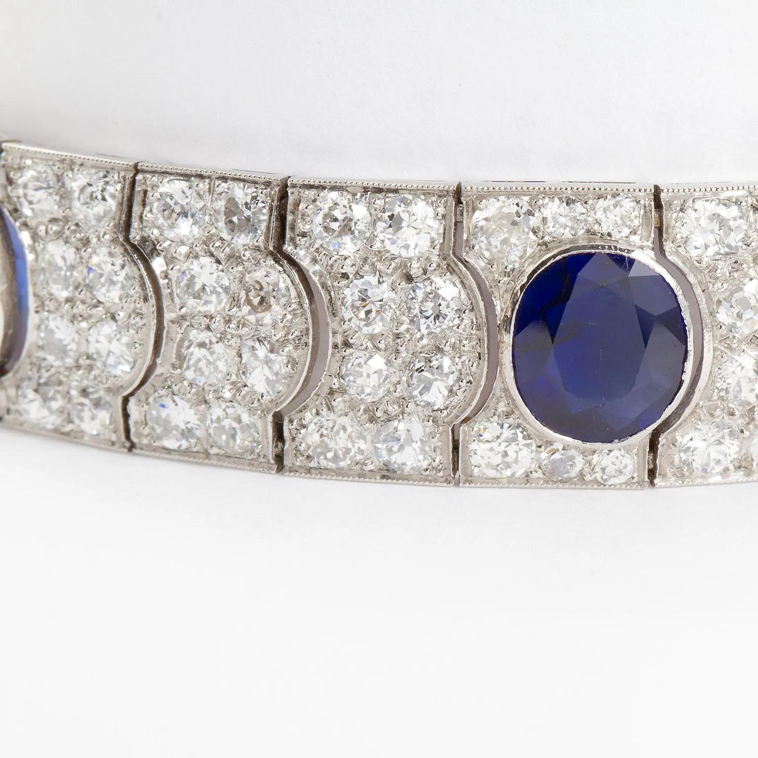 Art Deco French Diamond Unheated Burmese Oval Sapphires 25 Carats