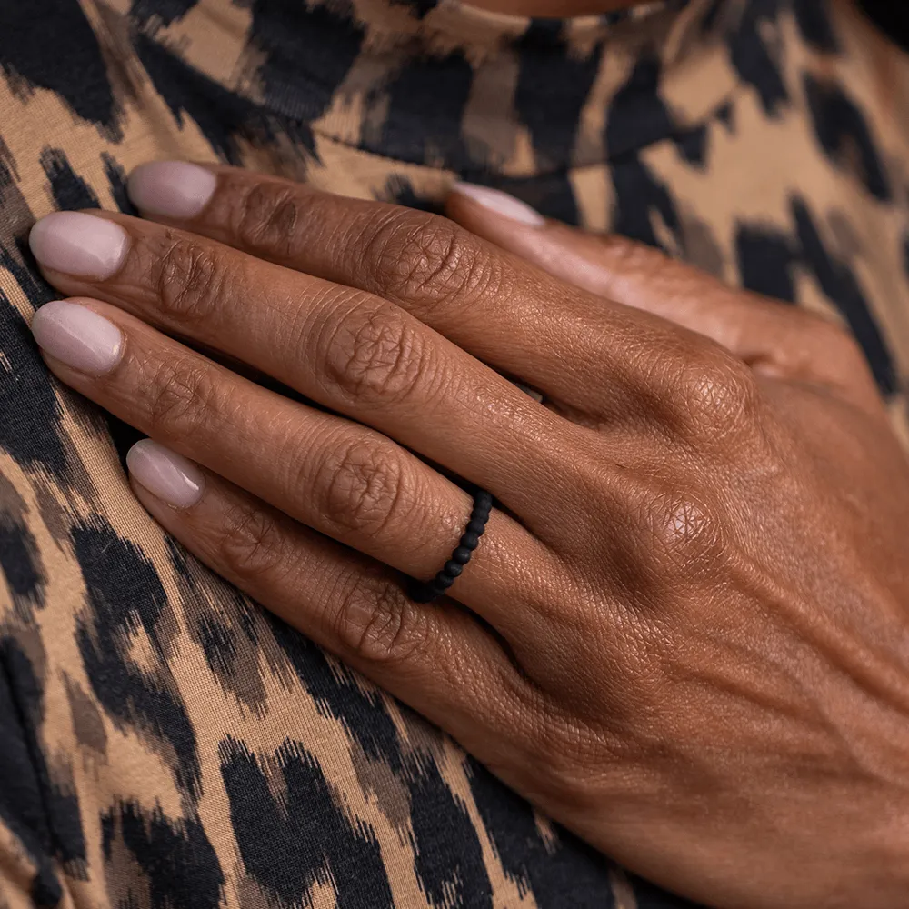 Beaded Stackable Silicone Ring - Obsidian