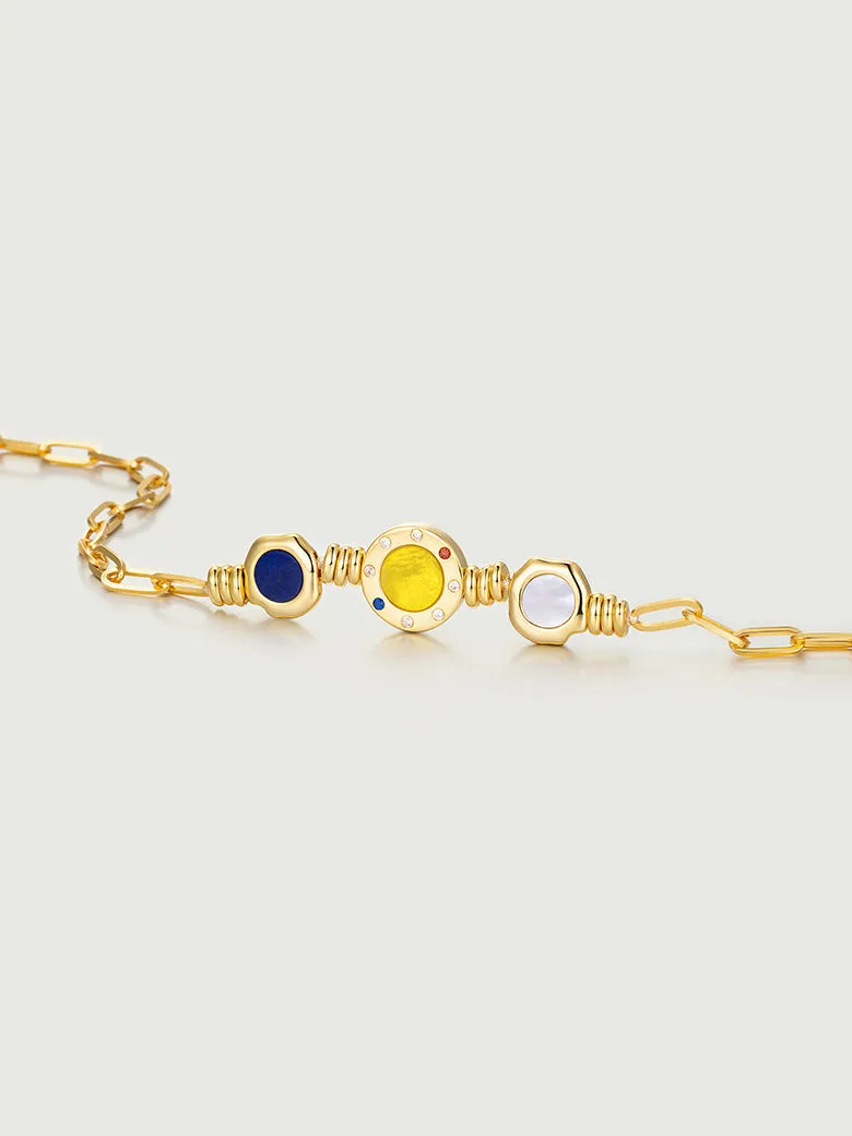 Bold Paperclip Gemstones Necklace