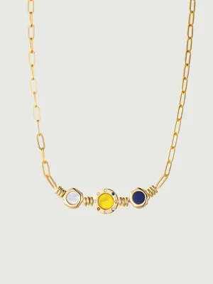 Bold Paperclip Gemstones Necklace