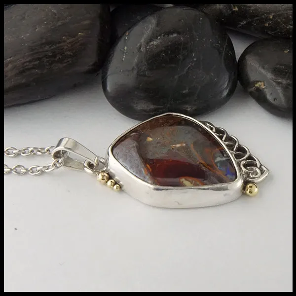 Boulder Opal and Heart Knot Pendant