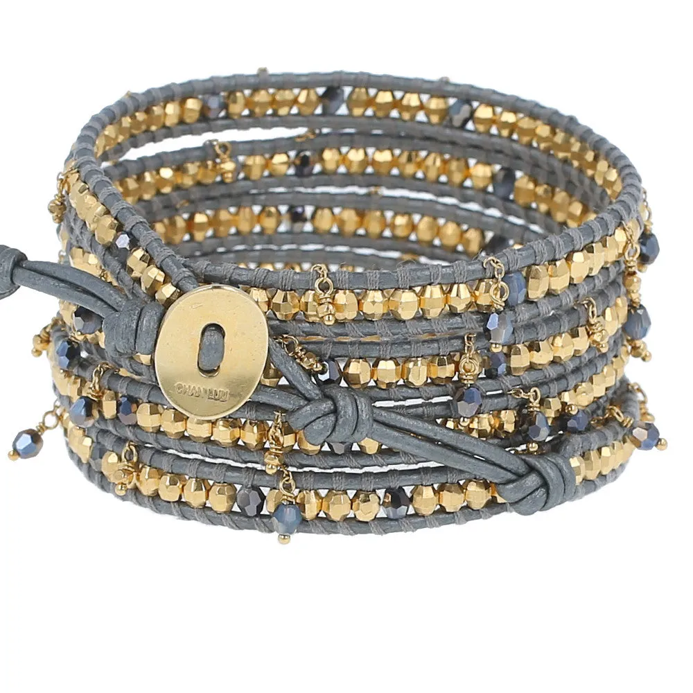 Chan Luu White Opal Sky Blue Crystal Wrap Bracelet