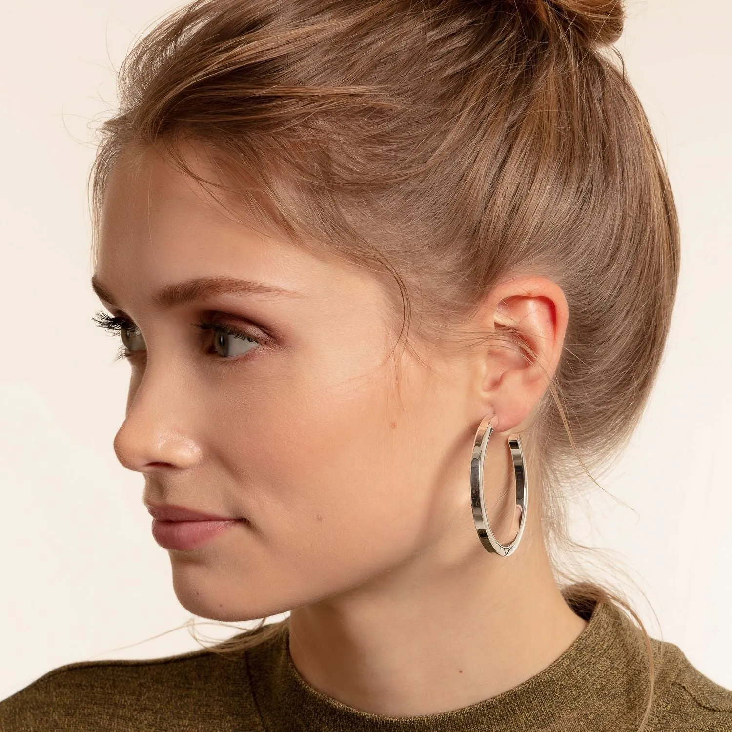 Chunky Hoop Earrings Large - Silver