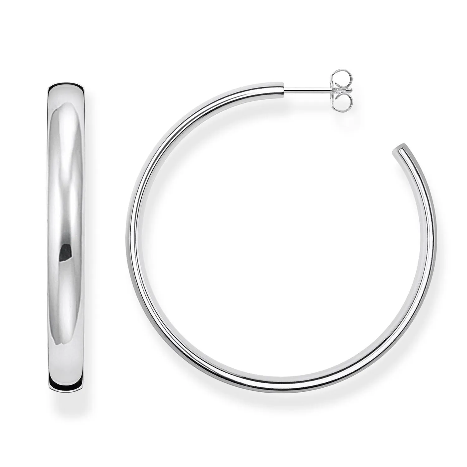Chunky Hoop Earrings Large - Silver