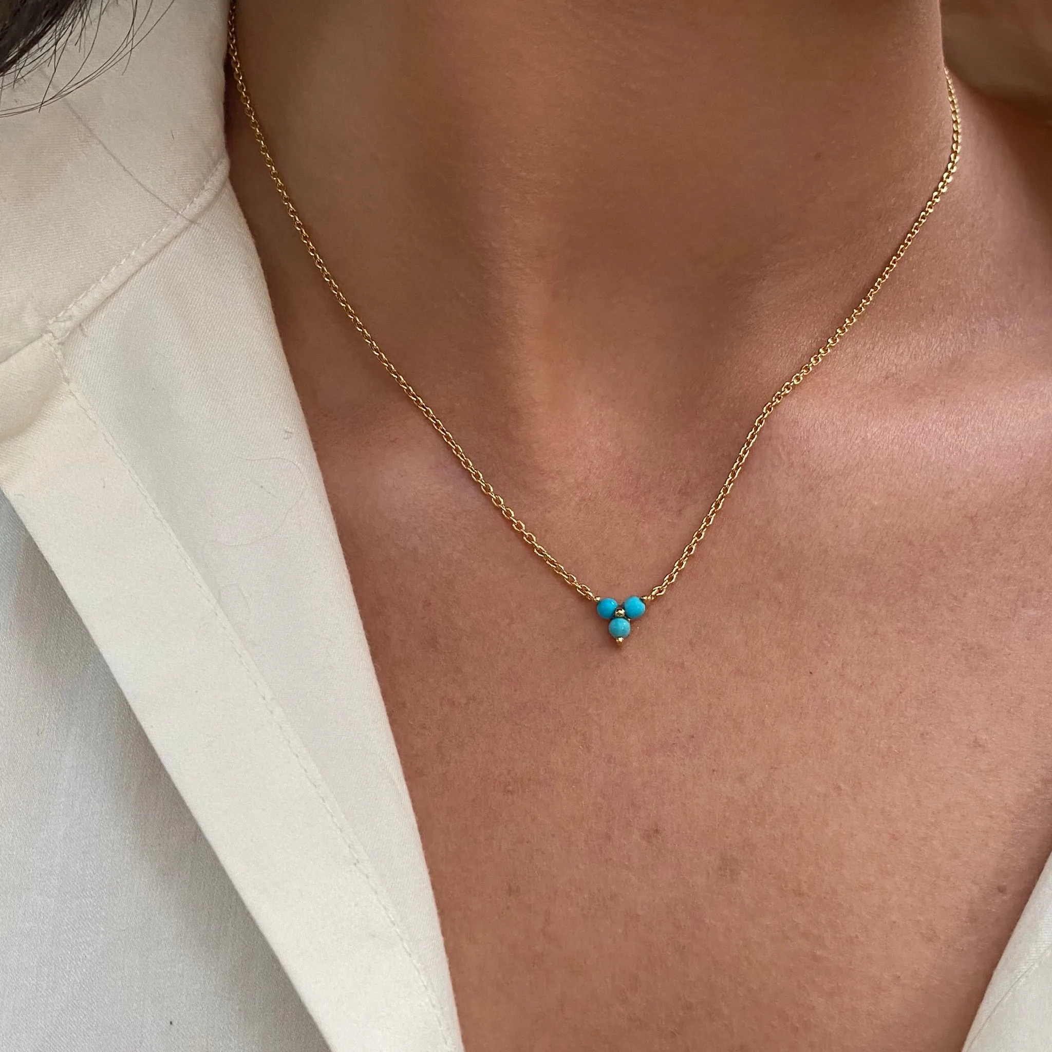 Cluster Necklace, Turquoise, Gold