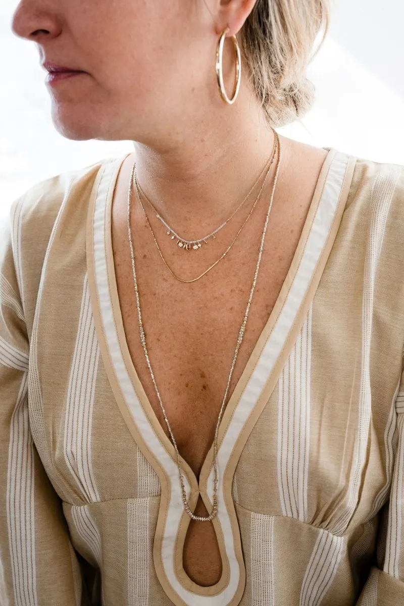 Cluster of White Topaz Necklace with Charms