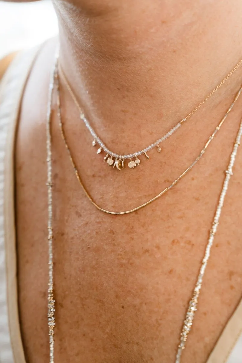 Cluster of White Topaz Necklace with Charms