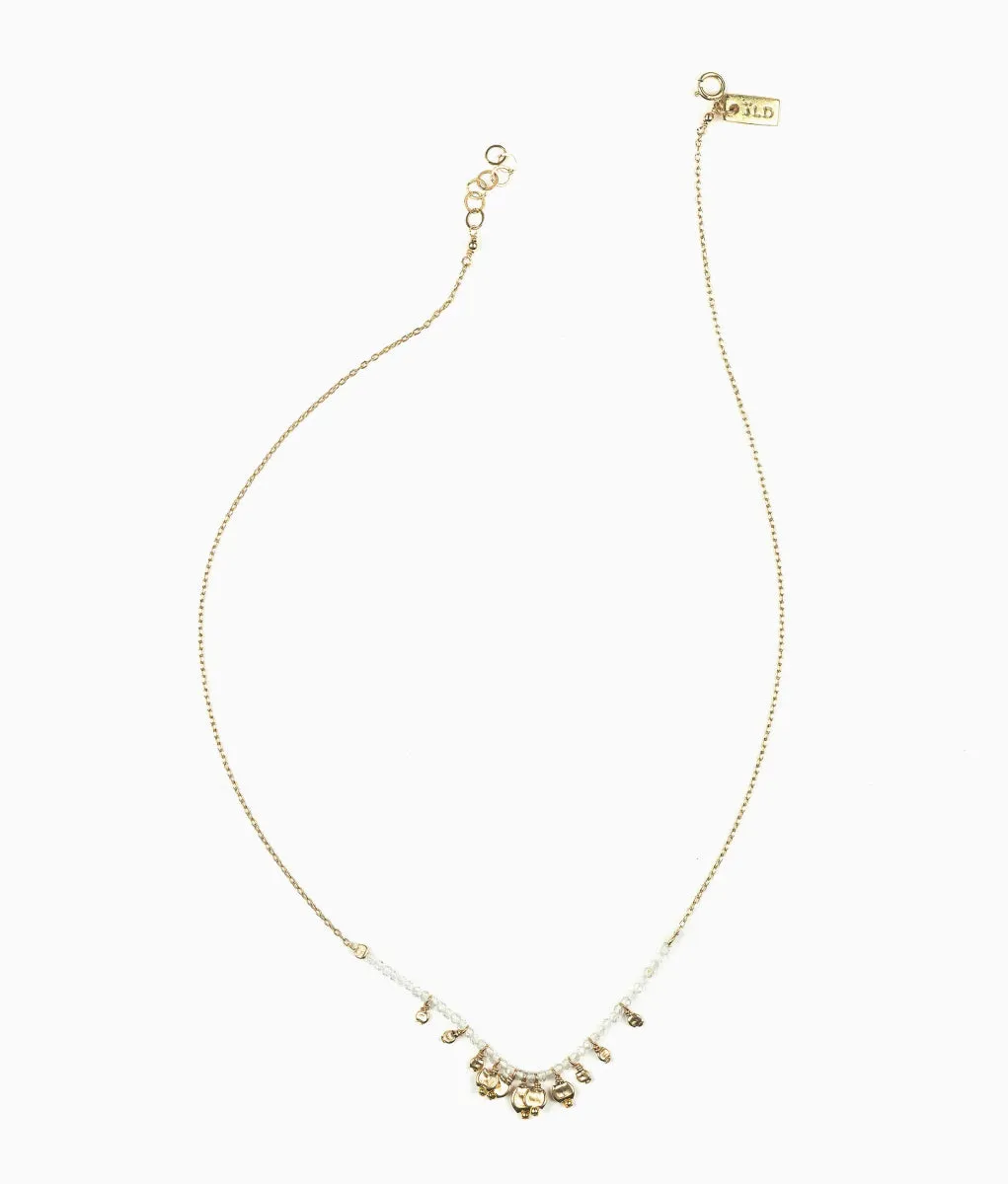 Cluster of White Topaz Necklace with Charms