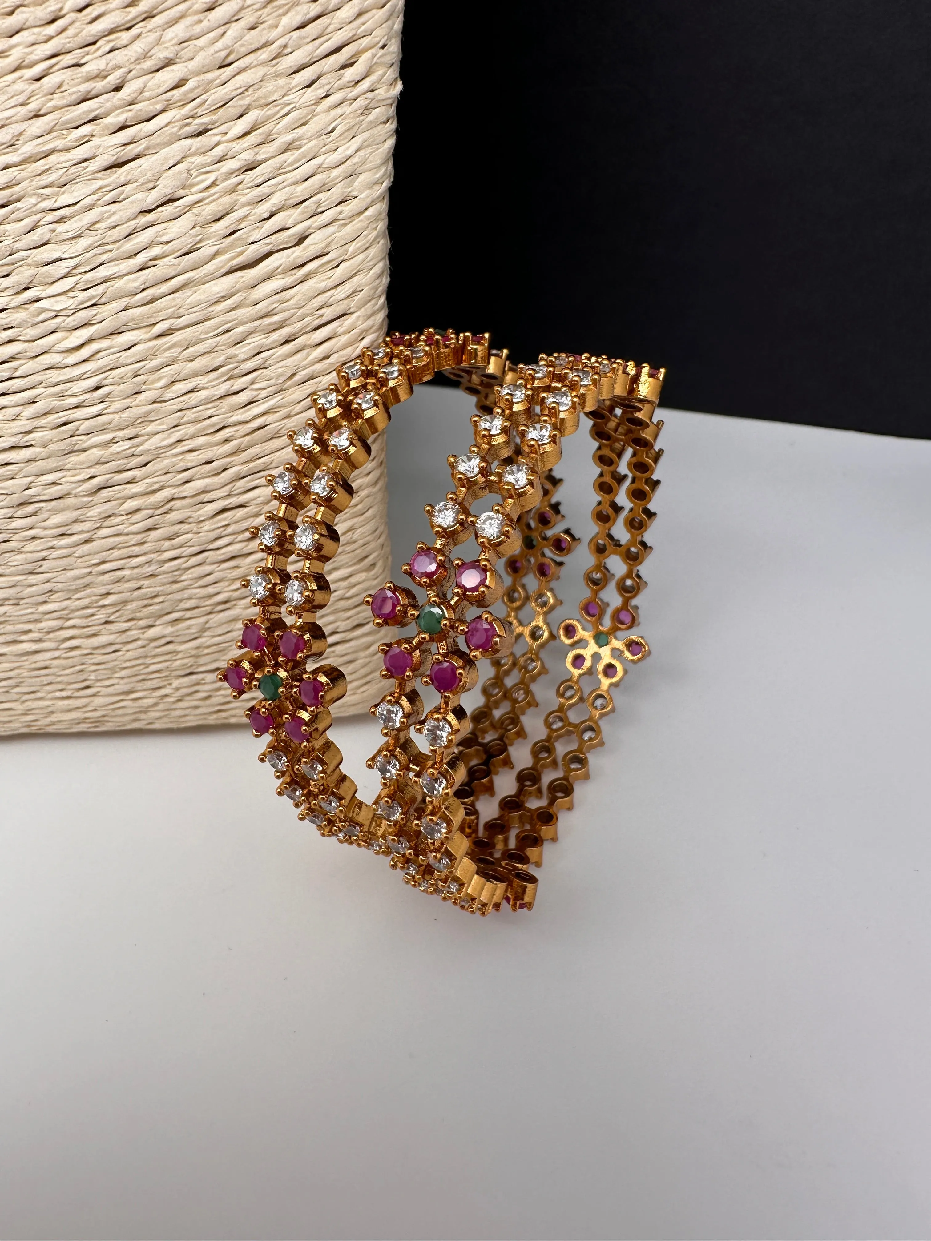 CZ Multi Color Floral Bangles