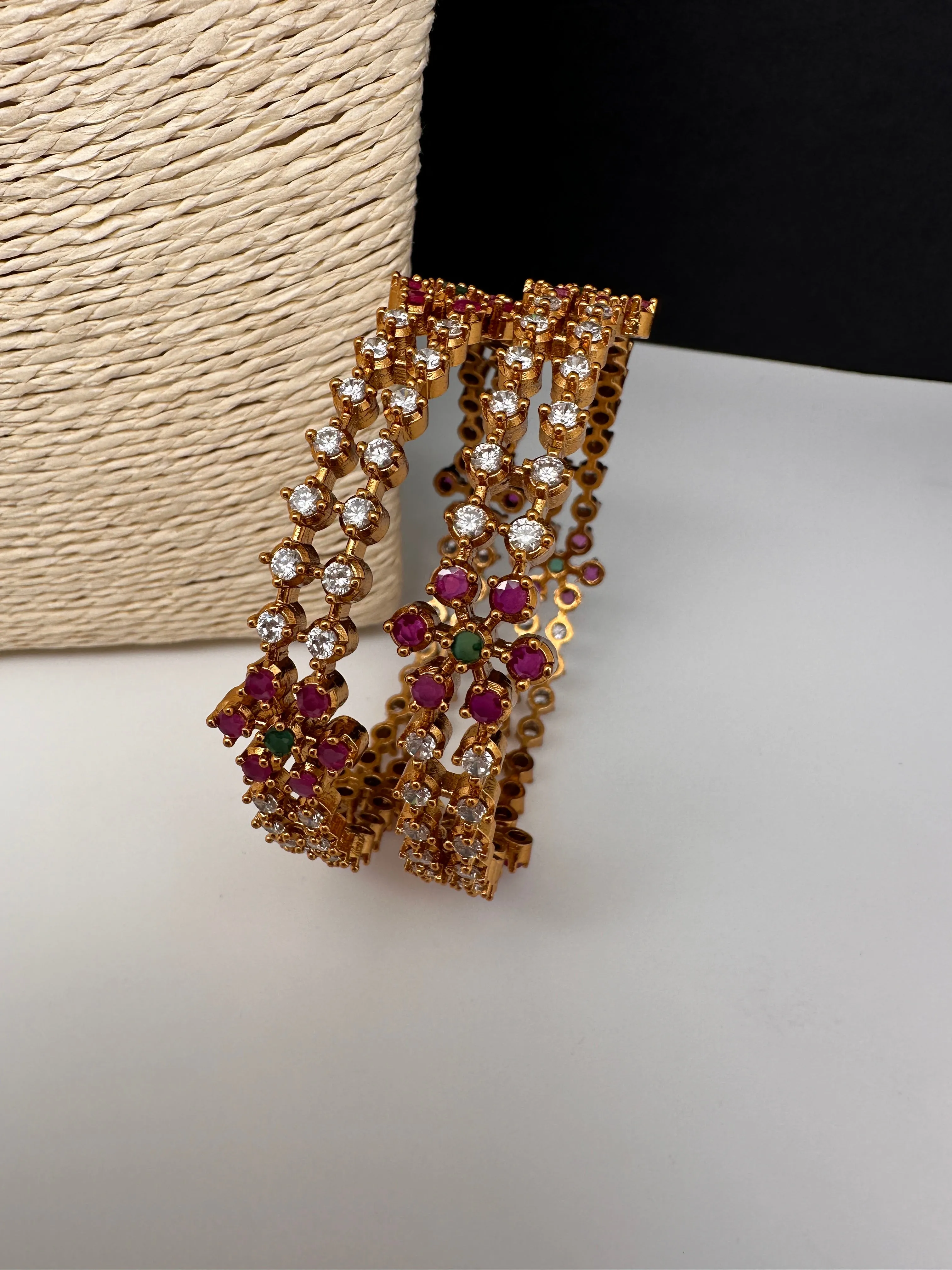 CZ Multi Color Floral Bangles