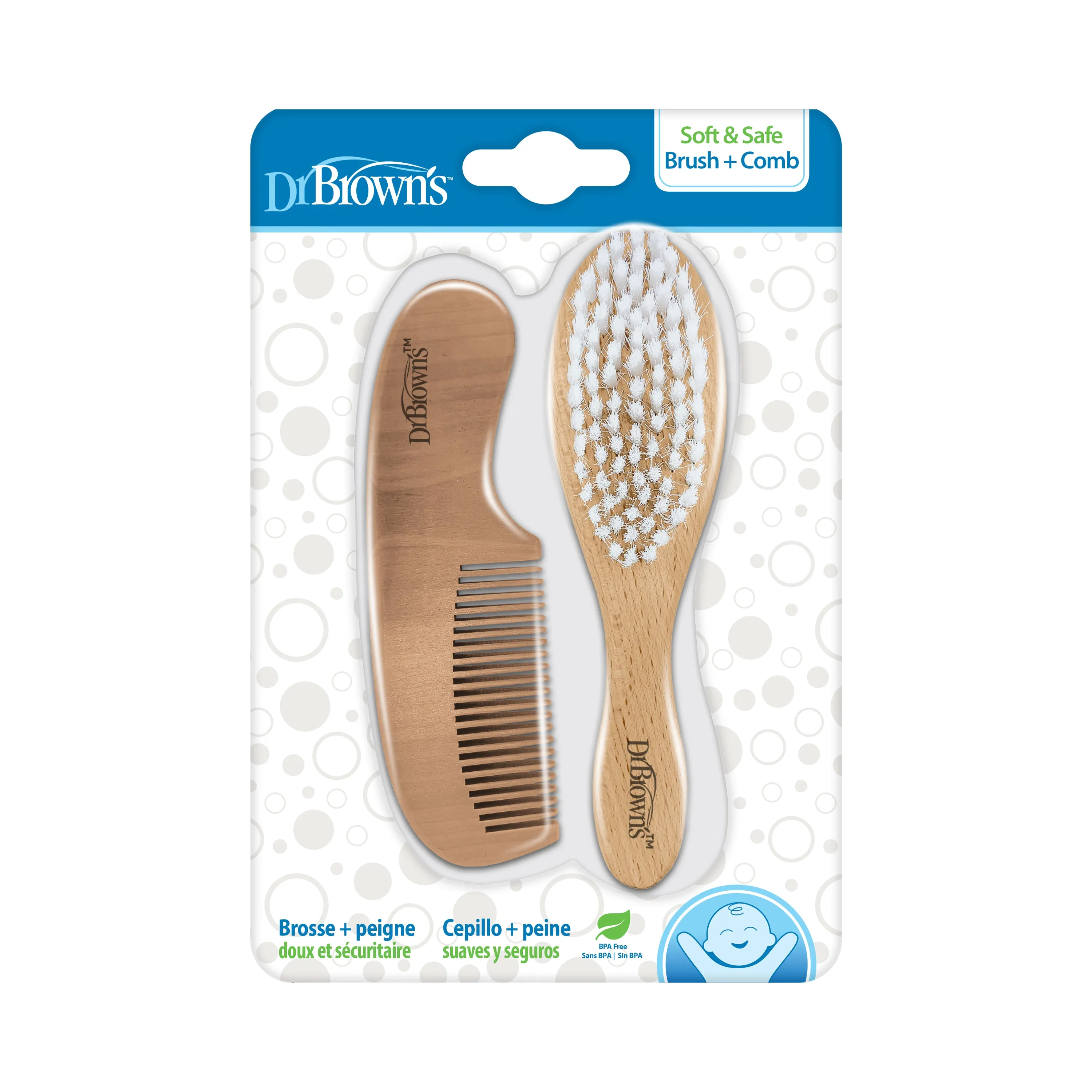 Dr. Brown'S Soft And Safe Brush   Comb Wooden Birth to 24M
