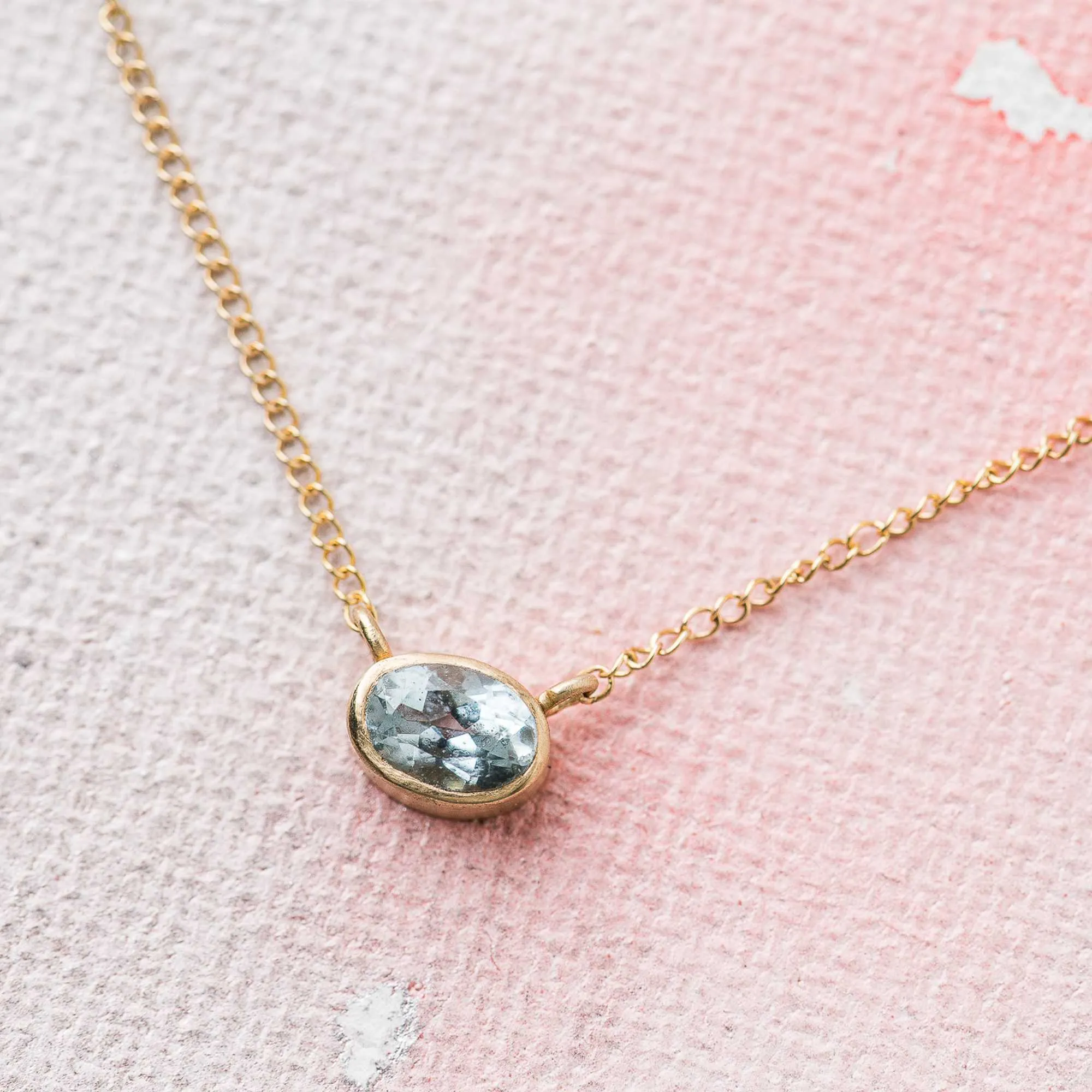 East-West Sky Blue Topaz Necklace in 14k gold