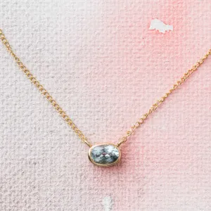 East-West Sky Blue Topaz Necklace in 14k gold