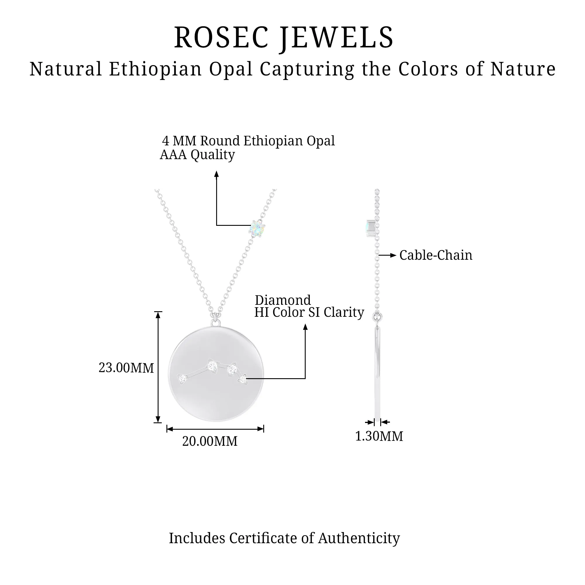 Ethiopian Opal Libra Zodiac Pendant with Diamond