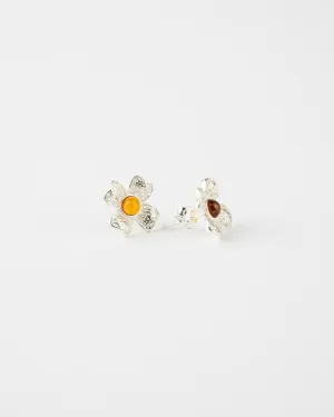 Exquisite Floral Earrings | Timeless, Elegant Sterling Silver & Amber Jewelry