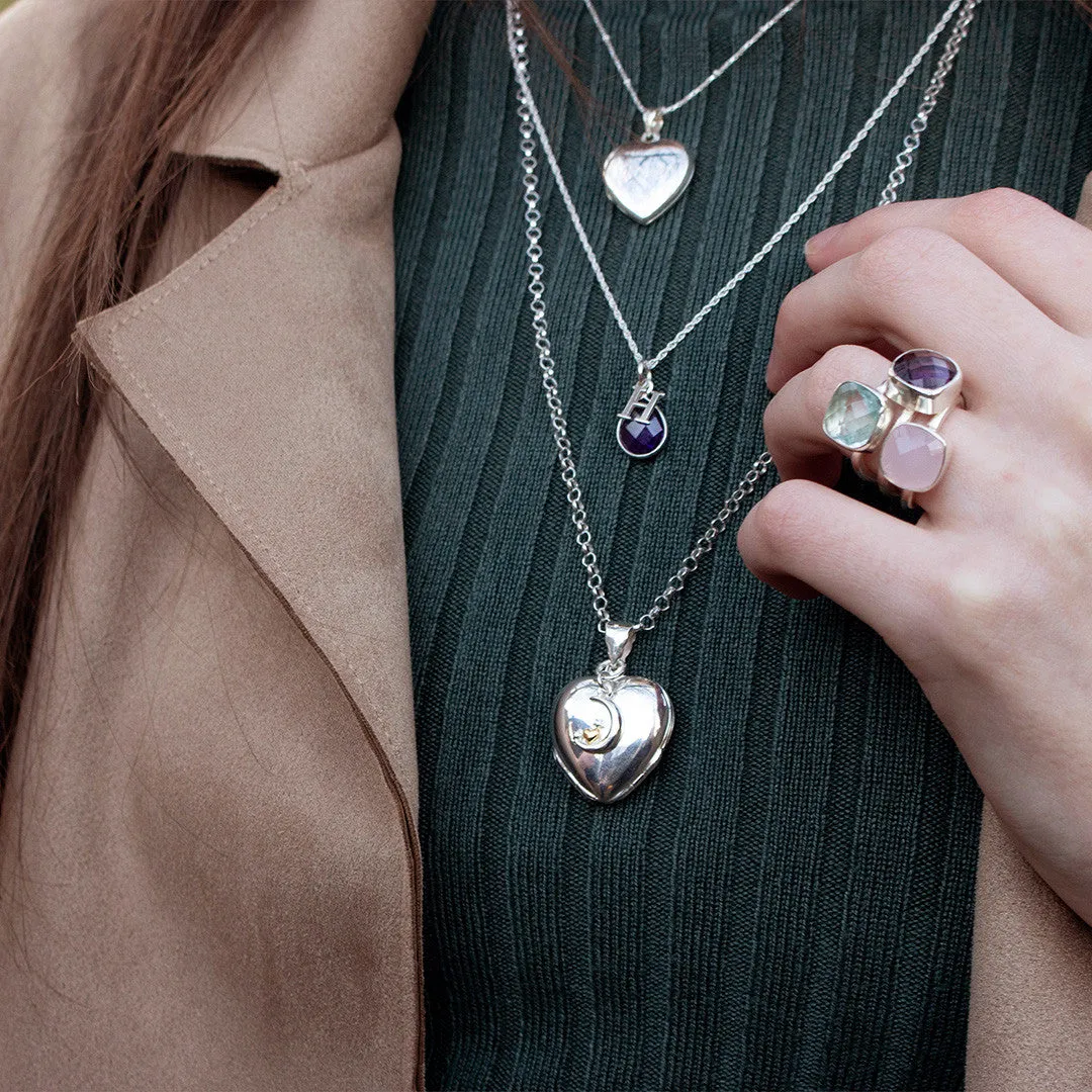 Four Photo Heart Charm Locket | Silver