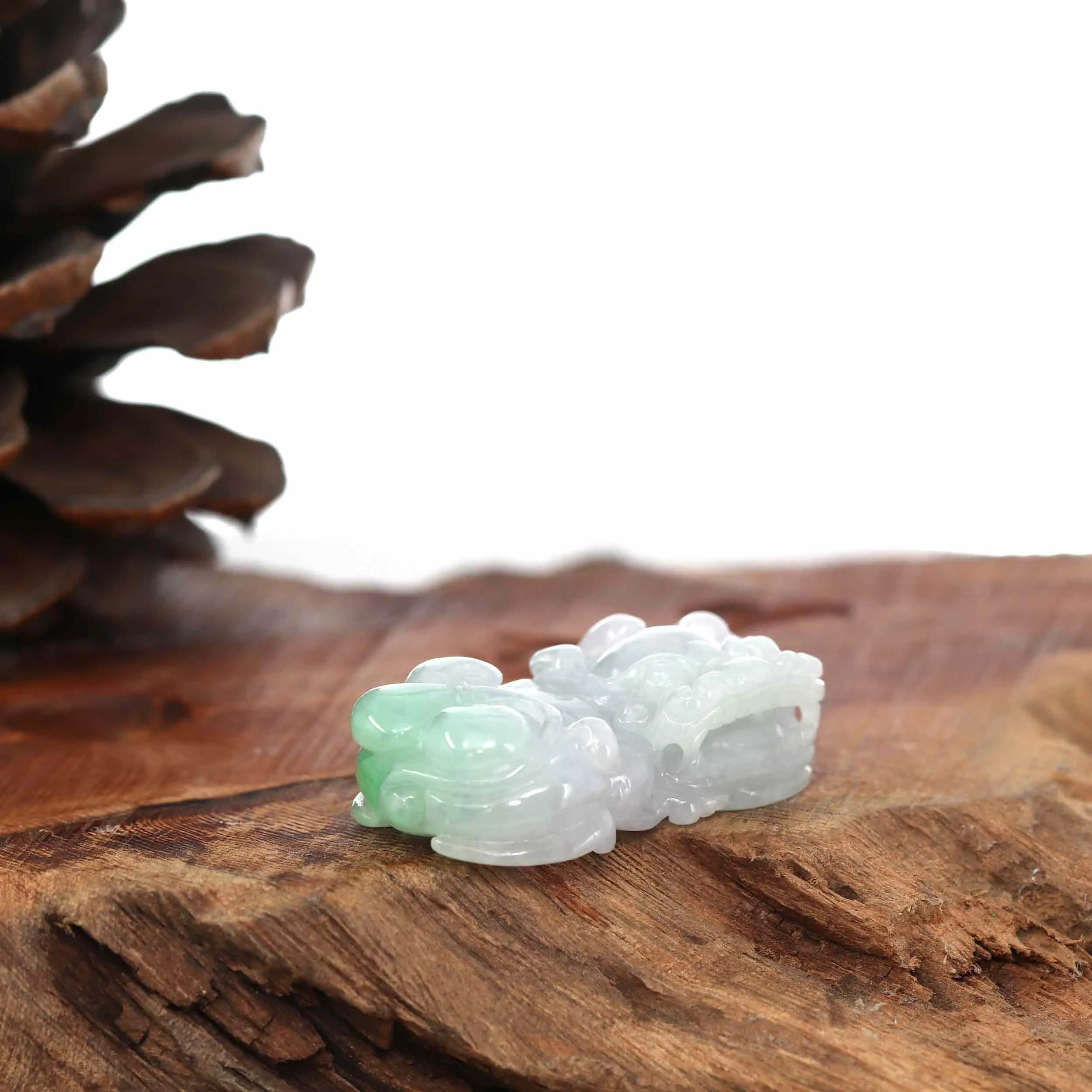 Genuine Burmese Lavender & Green Jadeite Jade PiXiu Pendant Necklace