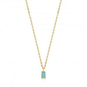 Gold Turquoise Drop Pendant Necklace N033-01G