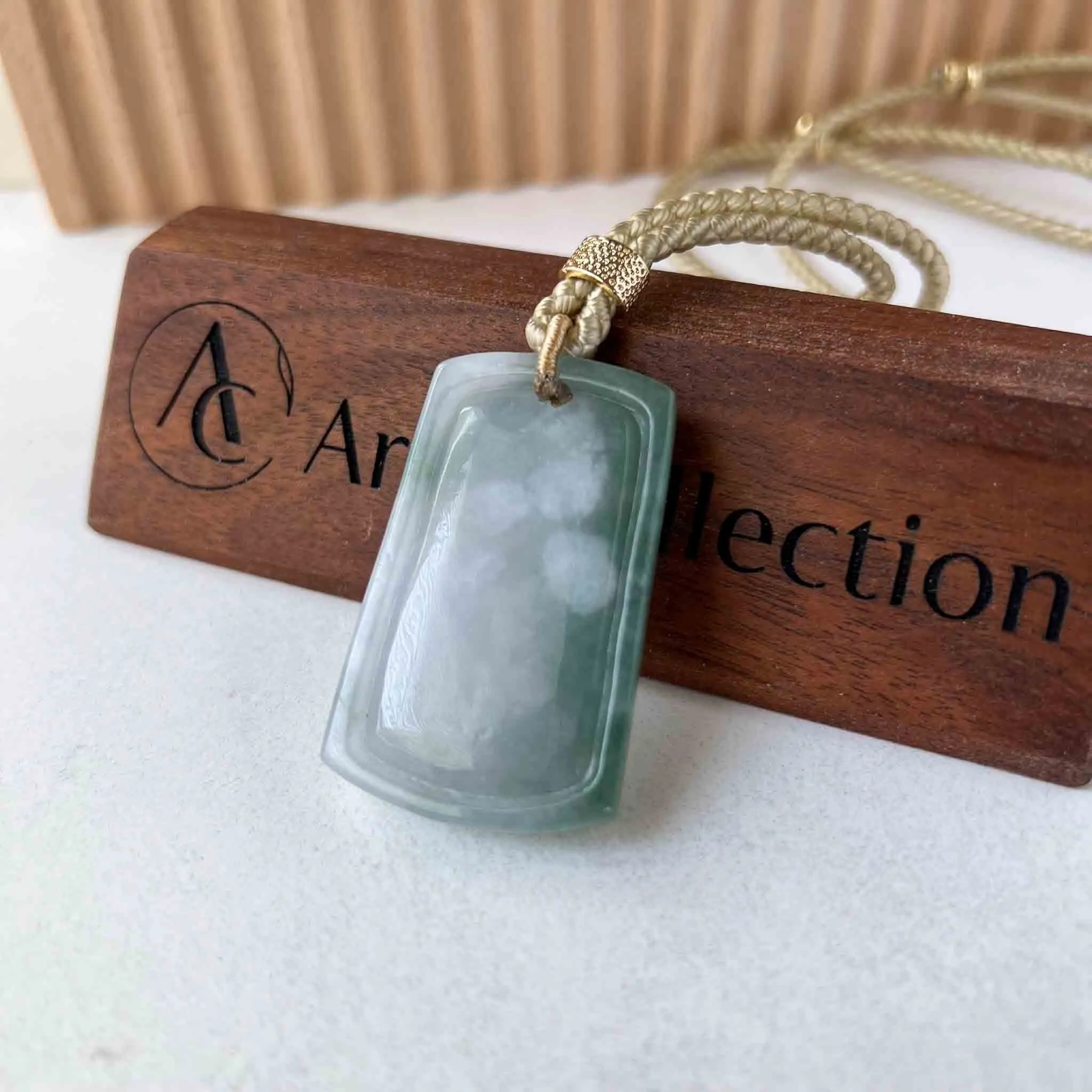Green White Jadeite Jade Deers in Forest Hand Carved Pendant Necklace, YJ-1022-0064623