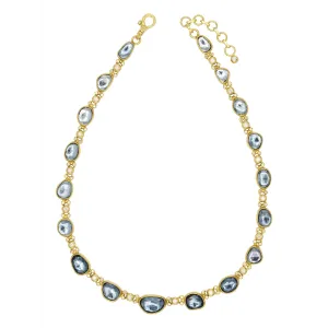 Gurhan One-of-a-Kind 24K Yellow Gold Rose Cut London Blue Topaz and Round Bezel Set Necklace with 22K Lobster Clasp