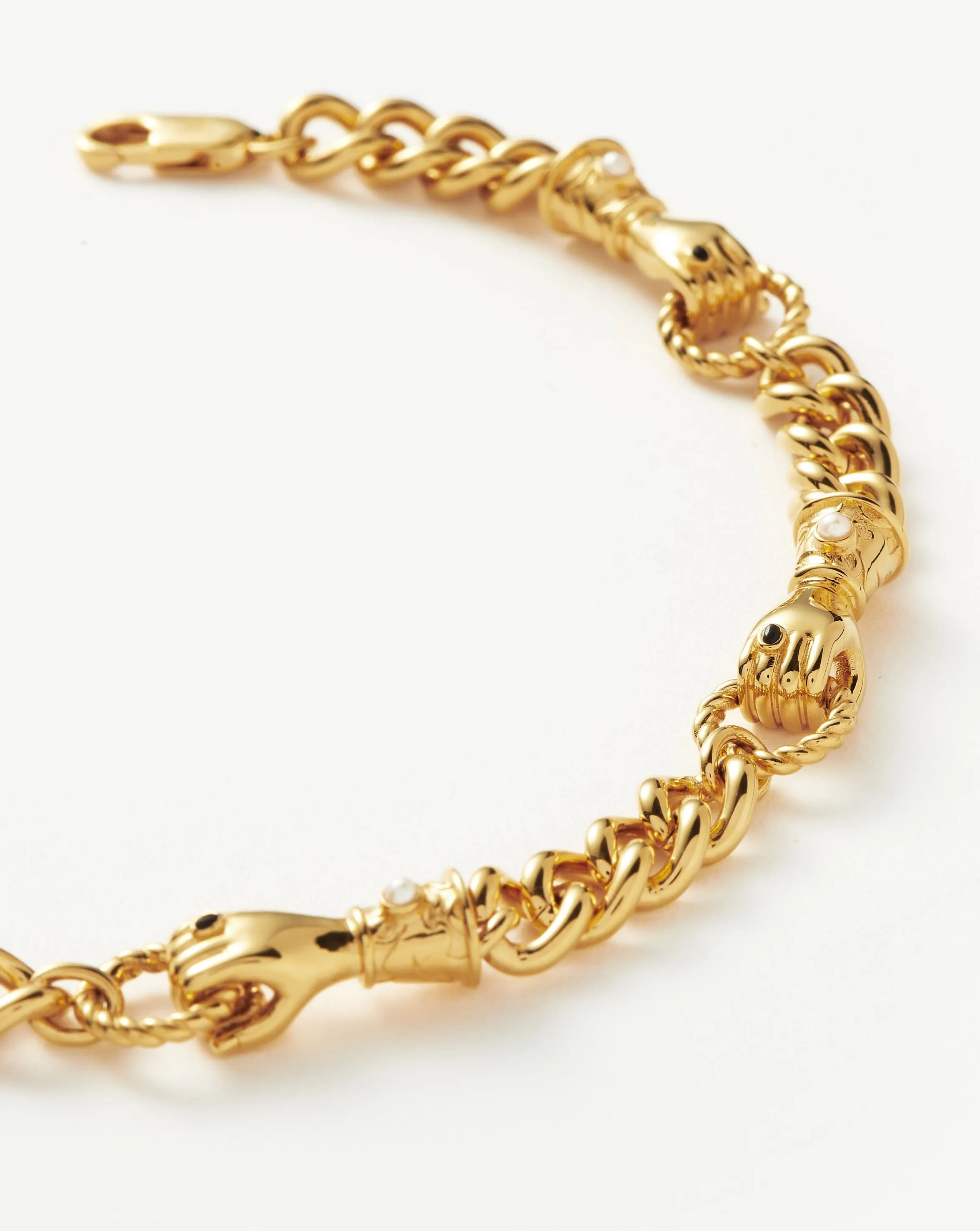 Harris Reed In Good Hands Charm Bracelet | 18k Gold Plated/Black Onyx & Pearl