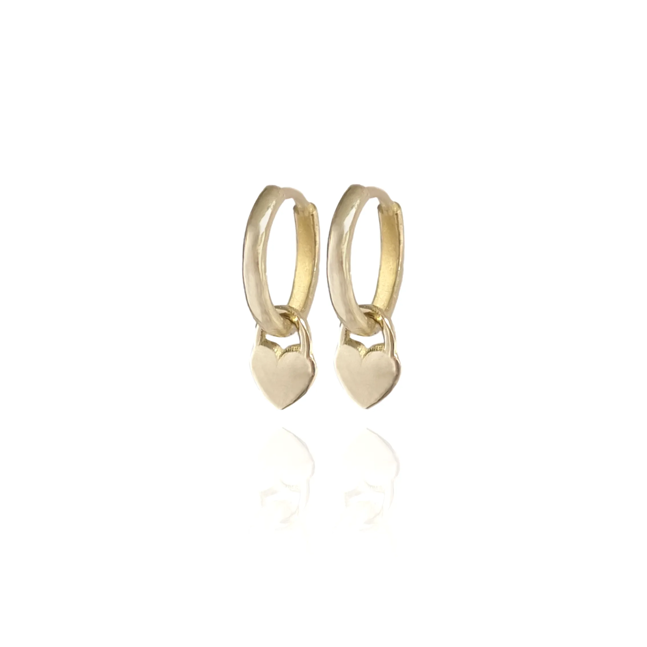 Heart Locket Huggies 14k gold