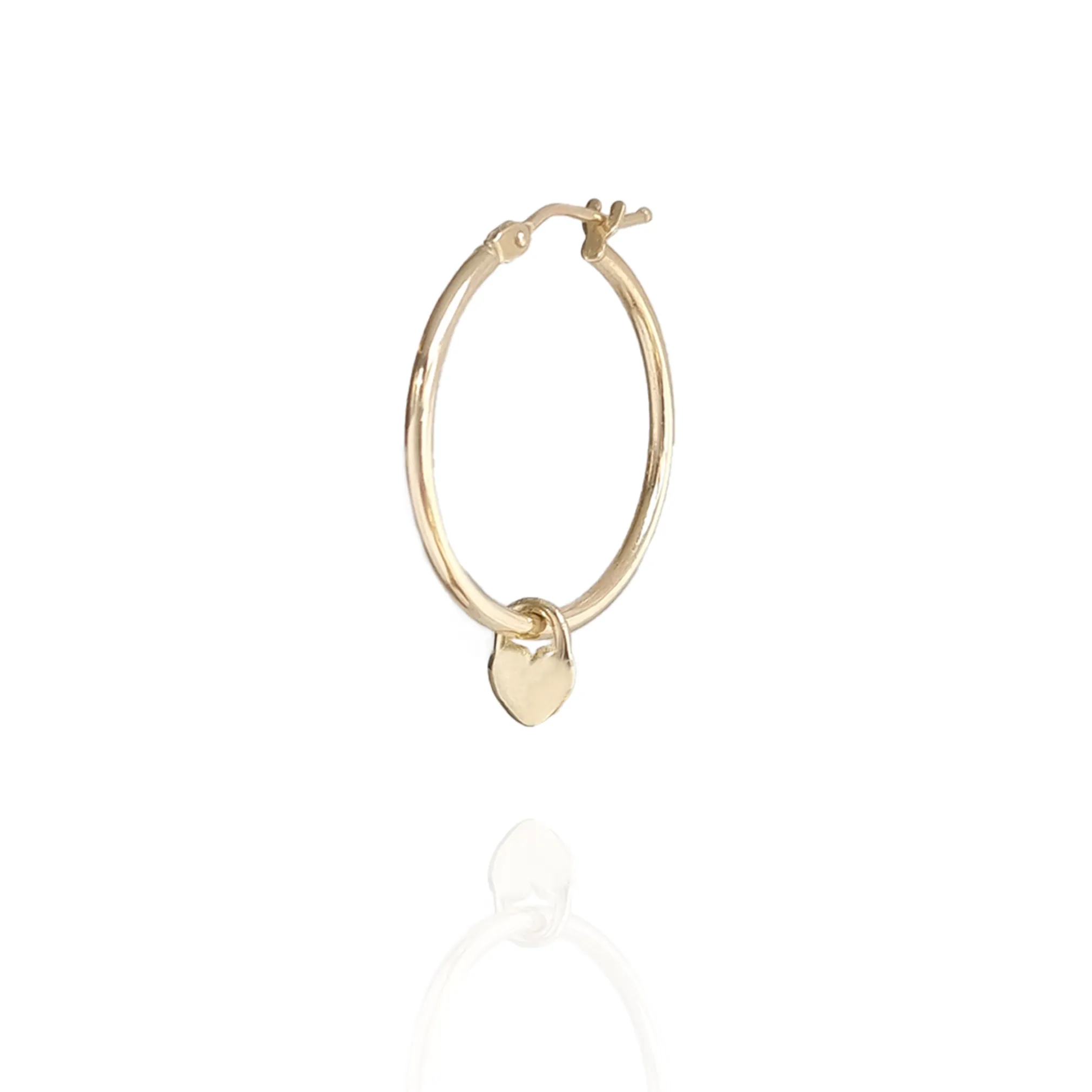Heart Locket Large Hoop 14k gold
