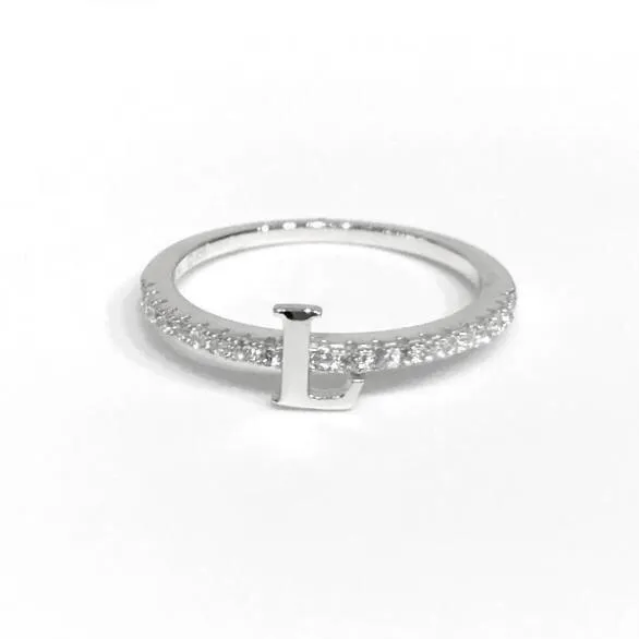 Initial Sparkle SILVER Ring