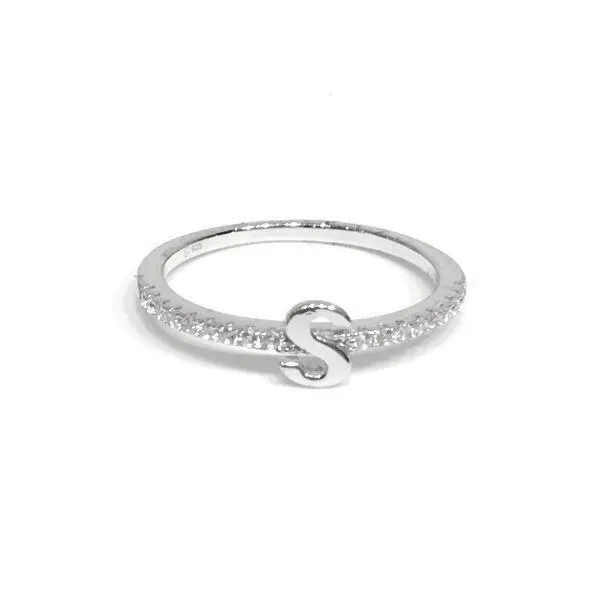 Initial Sparkle SILVER Ring